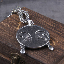 Load image into Gallery viewer, Huginn and Muninn Ravens of Odin Viking Raven Amulet Necklace