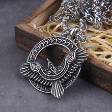 Load image into Gallery viewer, Huginn and Muninn Viking Raven Amulet Necklace