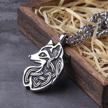Load image into Gallery viewer, Knotwork Viking Fox Totem Steel Necklace