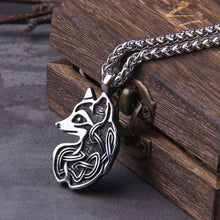 Load image into Gallery viewer, Knotwork Viking Fox Totem Steel Necklace