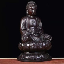 Load image into Gallery viewer, Large Ebony wood Buddha Statue - Ebony / 9 inches high