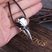 Load image into Gallery viewer, Mini Steel Raven Totem Skull Necklace