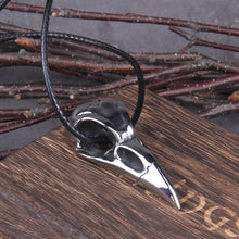 Load image into Gallery viewer, Mini Steel Raven Totem Skull Necklace