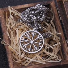 Load image into Gallery viewer, Minimalist Norse Compass Vegvisir Pendant Necklace