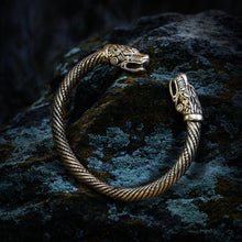 Load image into Gallery viewer, Nordic Bear Twisted Steel Torc Bracelet