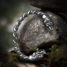 Load image into Gallery viewer, Nordic Bear Twisted Steel Torc Bracelet