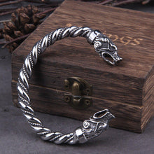Load image into Gallery viewer, Nordic Bear Twisted Steel Torc Bracelet