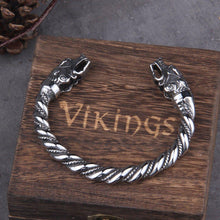 Load image into Gallery viewer, Nordic Bear Twisted Steel Torc Bracelet