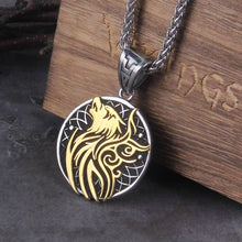 Load image into Gallery viewer, Stainless Steel Viking Wolf Necklace | Handcrafted Norse Jewelry