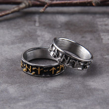 Load image into Gallery viewer, Norse Futhark Rune Ring in Bold Steel