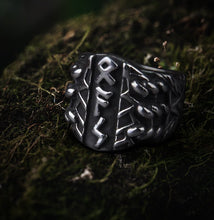 Load image into Gallery viewer, Norse Pagan Futhark Steel Viking Ring
