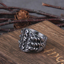 Load image into Gallery viewer, Norse Pagan Futhark Steel Viking Ring