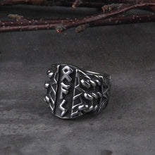 Load image into Gallery viewer, Norse Pagan Futhark Steel Viking Ring