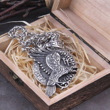 Load image into Gallery viewer, Norse Raven and Runes Seeker of Knowledge Talisman Necklace