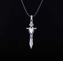 Load image into Gallery viewer, Norse Sword with Cubic Zirconia Pendant Sterling Silver Handmade Necklace