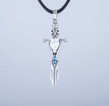 Load image into Gallery viewer, Norse Sword with Cubic Zirconia Pendant Sterling Silver Handmade Necklace
