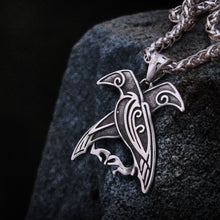 Load image into Gallery viewer, Odin's Ravens Hugin and Munin Raven Totem Pendant Necklace