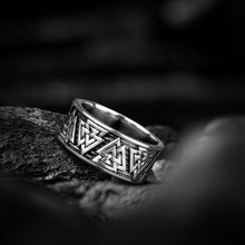 Load image into Gallery viewer, Odin's Valknut Steel Men's Viking Ring