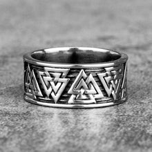 Load image into Gallery viewer, Odin's Valknut Steel Men's Viking Ring