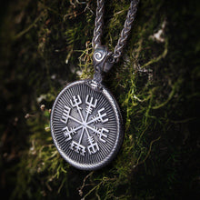 Load image into Gallery viewer, Ouroboros Jormungandr Vegvisir Viking Compass Steel Pendant Necklace