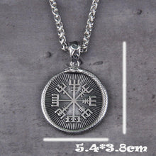 Load image into Gallery viewer, Ouroboros Jormungandr Vegvisir Viking Compass Steel Pendant Necklace