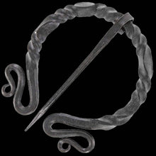 Load image into Gallery viewer, Penannular Twisted Steel Viking Cloak Clasp