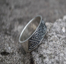 Load image into Gallery viewer, Ring with Norse Ornament Sterling Silver Viking Ring