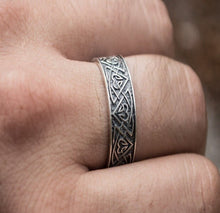 Load image into Gallery viewer, Ring with Norse Ornament Sterling Silver Viking Ring