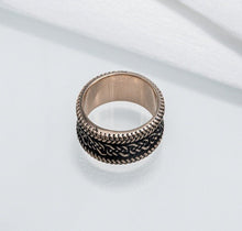 Load image into Gallery viewer, Ring with Ornament Bronze Handcrafted Viking Ring
