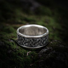Load image into Gallery viewer, Handcrafted Viking Ornament Ring | Sterling Silver | Custom Sizing