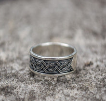 Load image into Gallery viewer, Handcrafted Viking Ornament Ring | Sterling Silver | Custom Sizing