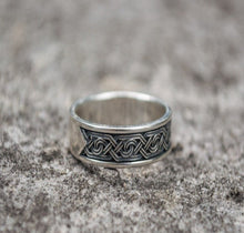 Load image into Gallery viewer, Handcrafted Viking Ornament Ring | Sterling Silver | Custom Sizing