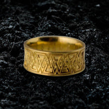 Load image into Gallery viewer, 14K Gold Valknut Ring | Handcrafted Viking Age Jewelry