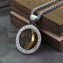 Load image into Gallery viewer, Rotating Fenrir Rune Pendant | Steel Norse Mythology Necklace