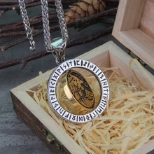 Load image into Gallery viewer, Rotating Fenrir Rune Pendant | Steel Norse Mythology Necklace