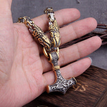 Load image into Gallery viewer, Serpent Mjolnir King’s Chain in Gold & Steel.