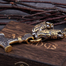 Load image into Gallery viewer, Serpent Mjolnir King’s Chain in Gold & Steel.
