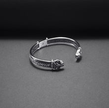 Load image into Gallery viewer, Jormungandr Bracelet | Silver Viking Cuff with Elder Futhark Runes