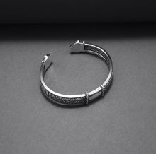 Load image into Gallery viewer, Jormungandr Bracelet | Silver Viking Cuff with Elder Futhark Runes