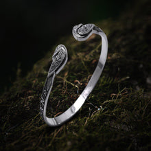 Load image into Gallery viewer, Odin's Ravens Viking Bracelet | Sterling Silver with Runic Inscriptions