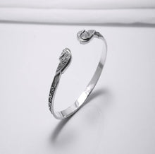 Load image into Gallery viewer, Odin's Ravens Viking Bracelet | Sterling Silver with Runic Inscriptions