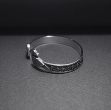 Load image into Gallery viewer, Odin's Ravens Viking Bracelet | Sterling Silver with Runic Inscriptions
