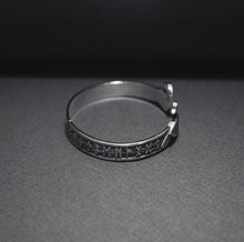 Load image into Gallery viewer, Odin's Ravens Viking Bracelet | Sterling Silver with Runic Inscriptions
