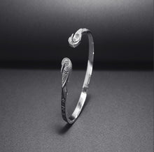 Load image into Gallery viewer, Odin's Ravens Viking Bracelet | Sterling Silver with Runic Inscriptions