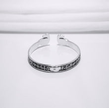 Load image into Gallery viewer, Odin's Ravens Viking Bracelet | Sterling Silver with Runic Inscriptions