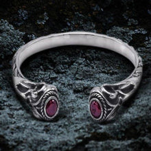 Load image into Gallery viewer, Silver Viking Torc Bracelet with Gems