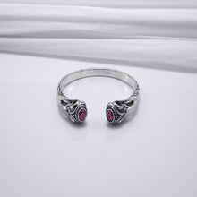 Load image into Gallery viewer, Silver Viking Torc Bracelet with Gems