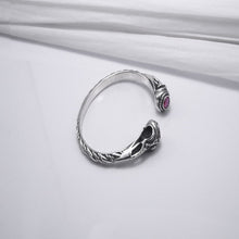 Load image into Gallery viewer, Silver Viking Torc Bracelet with Gems