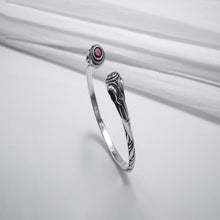 Load image into Gallery viewer, Silver Viking Torc Bracelet with Gems