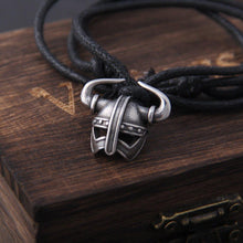Load image into Gallery viewer, Solid Steel Viking Helm Pendant Necklace